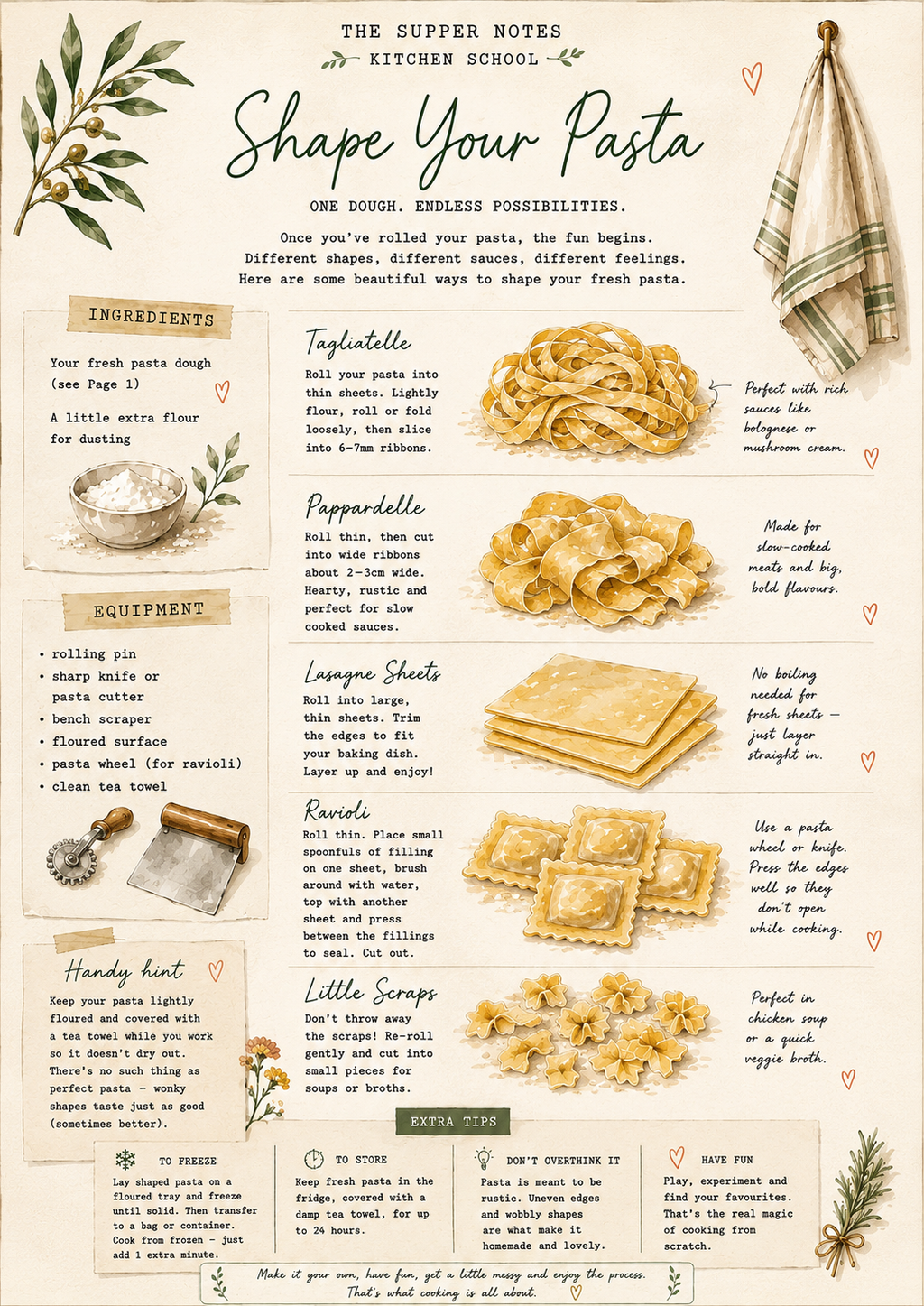 Kitchen School: Fresh Pasta From Scratch (3-Page Lesson Bundle)