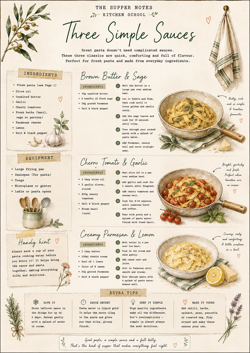 Kitchen School: Fresh Pasta From Scratch (3-Page Lesson Bundle)