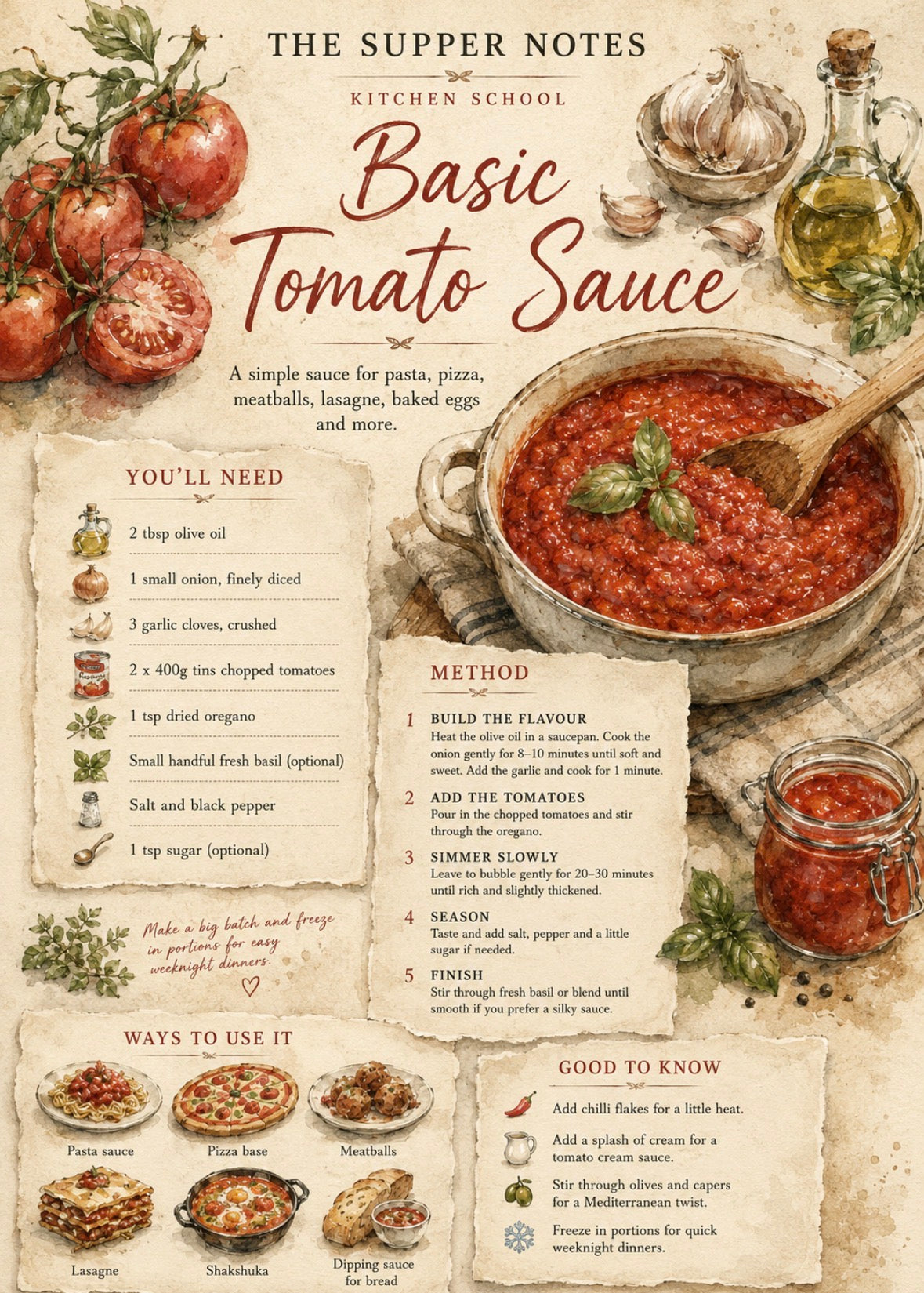 Free download- Basic Tomato Sauce | The Supper Notes Kitchen School