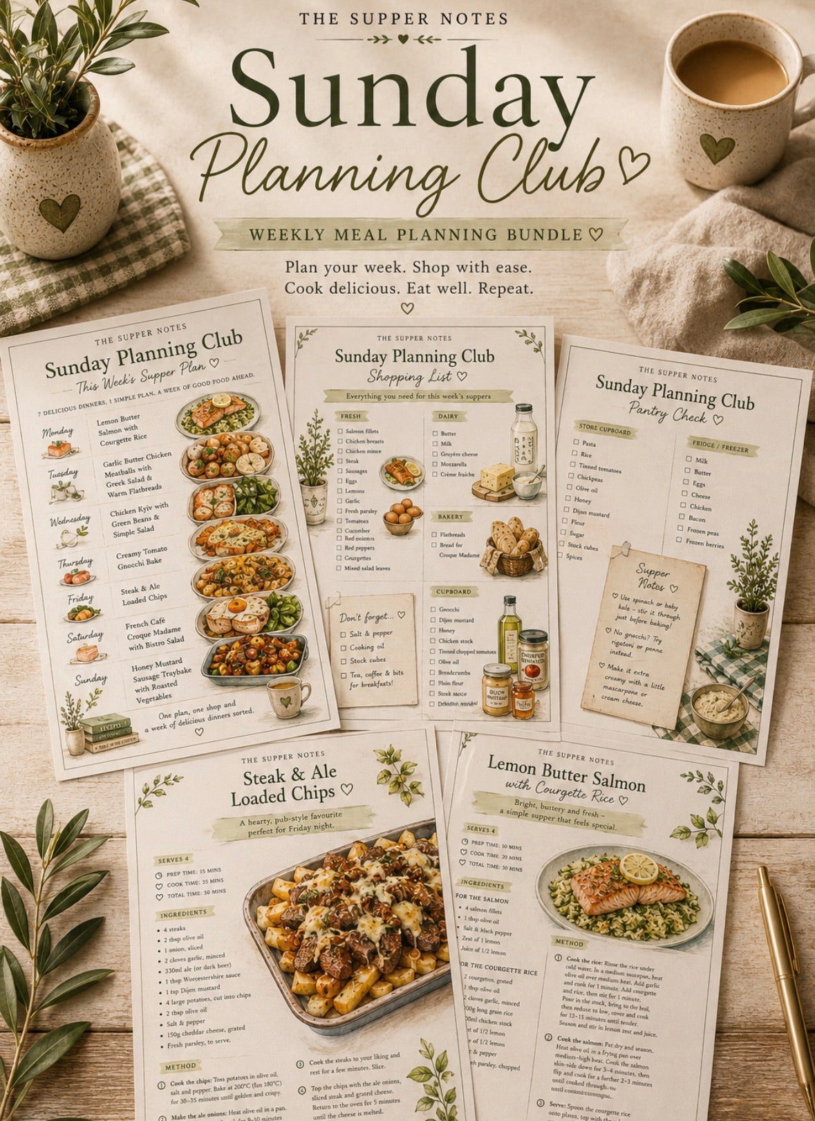 The Sunday Planning Club – Weekly Meal Plan Bundle 1